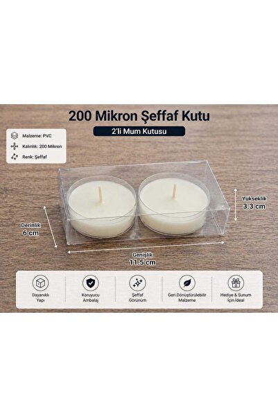 MK Ambalaj Şeffaf, Pvc, Asetat Kutu - 200 Mikron - 6 x 3.3 x 11.5 Cm - (50 Adet)