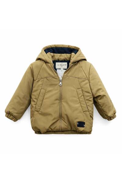 nk kids Nk Erkek Bebek İçi Şardonlu Kapşonlu Mont 1-4 Yaş CAMEL