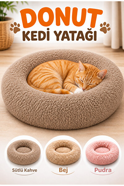 TİGERPET Çift Taraflı Kullanılabilir , Donut Kedi Yatağı Ultra Yumuşak Peluş ...
