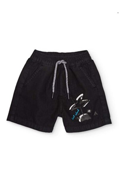 Tuc Tuc Boys' Palm Tree and Text Printed Black Children's Shorts 2-8 Years Black