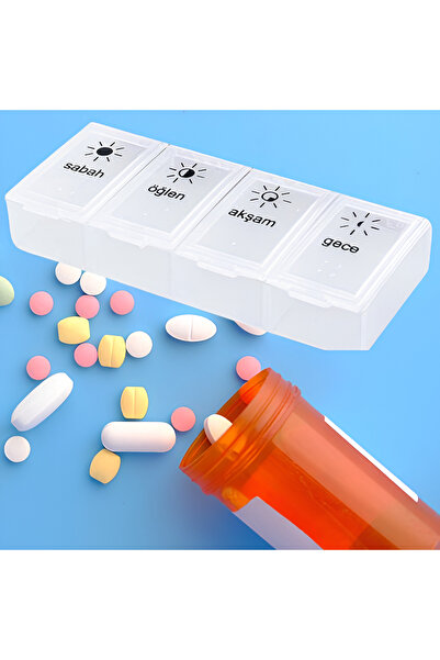 Dr Plus Günlük İlaç Hap Saklama Kutusu Kabı İlaç Taşıma Kutusu Kabı 4 Bölmeli