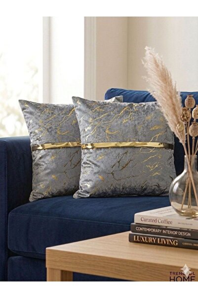 DECORA CASA HOME COLLECTİON Velvet zlatna prugasta dekorativna navlaka za jas...
