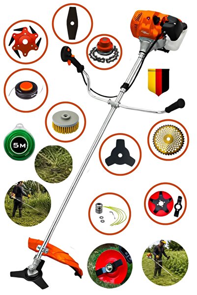 Lieber German Benzinli 10 Parça Yan Tipi Ot Çalı Çim Biçme Tırpanı Tırpan Mak...