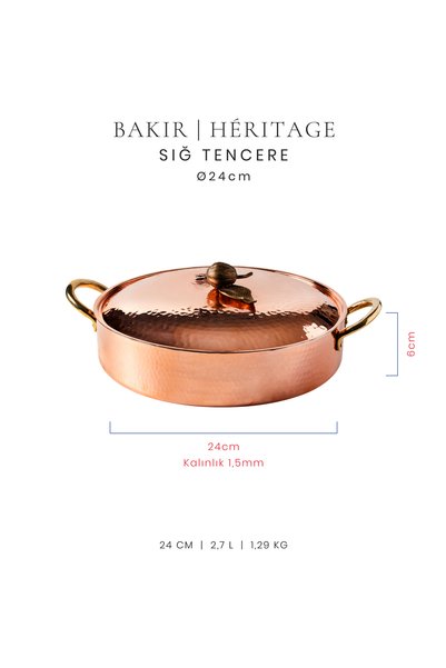 Voeux Kitchenware Héritage Collection Copper Shallow Pot 24 cm