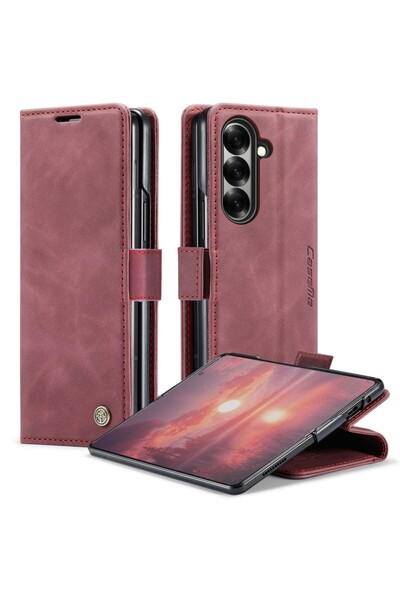 Caseme 013 Retro Θήκη Πορτοφόλι Wine Red (Samsung Galaxy Z Fold7 5G)