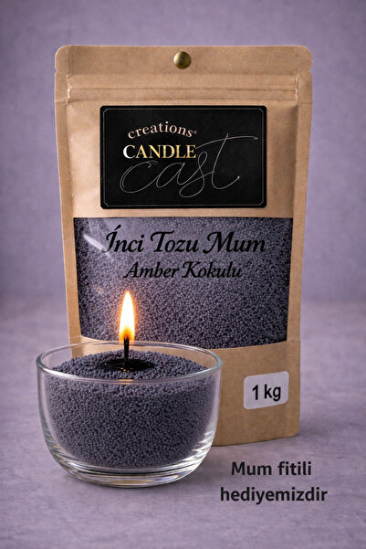 CandleCastCreation Amber Kokulu Siyah İnci Tozu Mum 1 KG -Kum Mum - Toz Mum