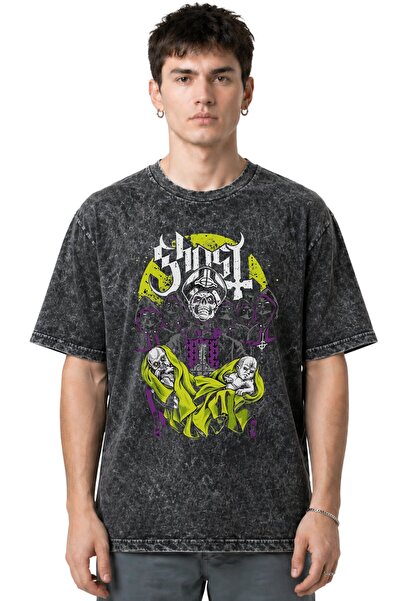 SEVBANO Tricou unisex supradimensionat, cu imprimeu frontal, Ghost Rock Metal...