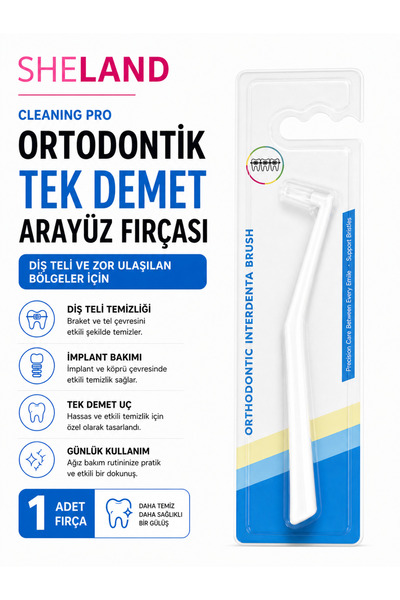Sheland Oral Care Pro Ortodontik Tek Demet Arayüz Fırçası Hassas Temizlik Tekli