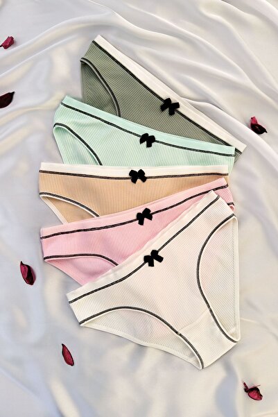 DNR İç Giyim 5-Piece Ribbed Bikini Panties Set