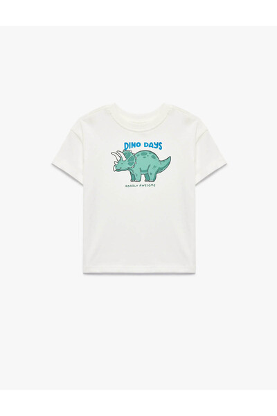 Koton Dinosaur Printed Cotton Ecru Baby Boy Shirt 6Smb10174Tk