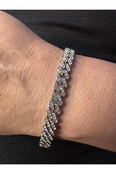 vogutima Men's and Women's Steel Bracelet - Gourmet Monaco Cuban Design White Plated Bracelet
