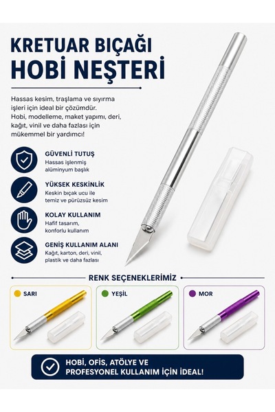 dm dikişmarket Kretuar Knife Hobby Scalpel Set with 5 Replacement Tips