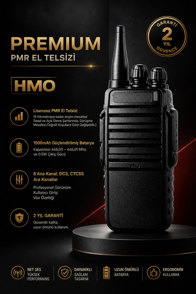 HMO Store Uzun Menzil El Telsizi 15KM Çekim Net Ses Profesyonel Seri (2 YIL G...