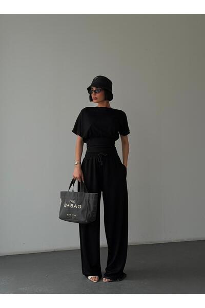 Butik Relaxed Cut Crop Top & Loose-Leg Pants Set