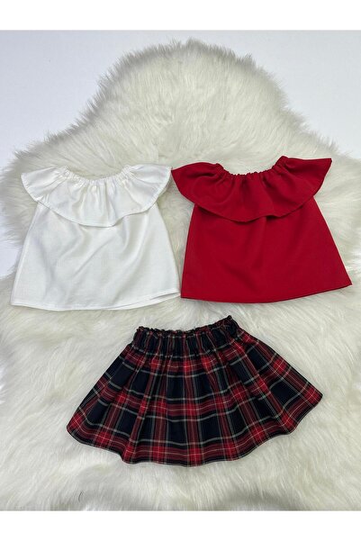 Moda Lina Baby Baby Girl 3-Piece Set: Madonna Collar Blouse & Square Patterne...