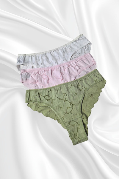 luwenco Vanilya secret pamuklu dantel desen 3'lü set