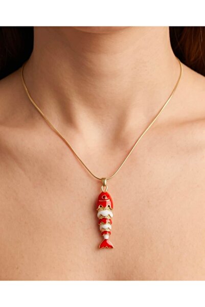 Portakal Esintisi Aquira Mineli Hanging Fish Necklace