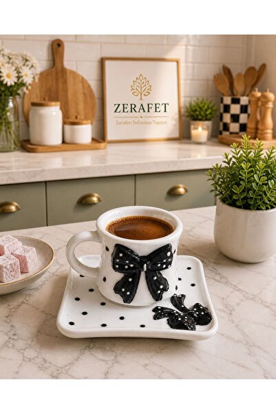 ZERAFET FİYONKLU TEKLİ KAHVE FİNCANI TAKIMI (SİYAH)