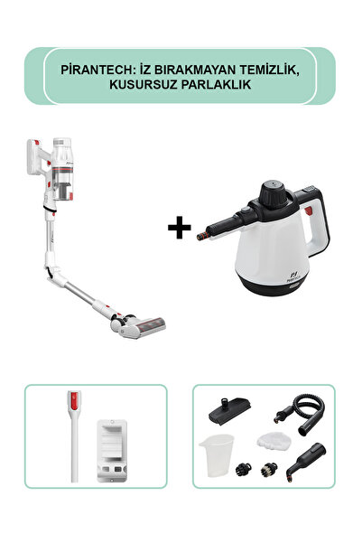 PiranTech ES-330 PRO Dikey Süpürge & CB-02A Buharlı Temizleyici