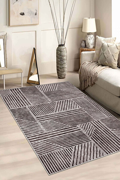 Hülya Home Salon Halısı Mutfak halısı Yolluk Geometrik İskandinav Eskitmeli D...