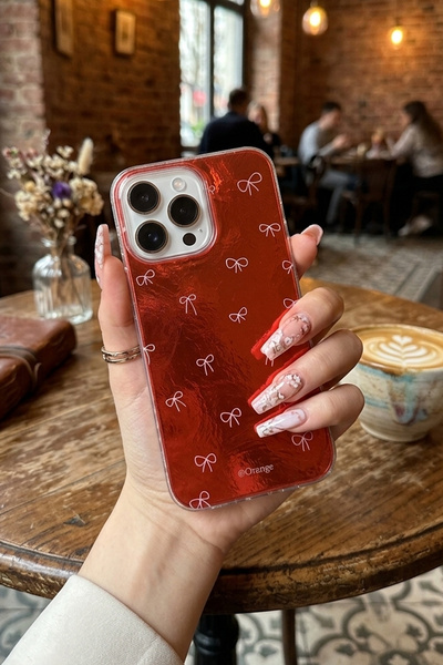 Nezih Case iPhone 11 Uyumlu Darbe Koruyuculu Kırmızı Fiyonk Desenli Parlak Şı...