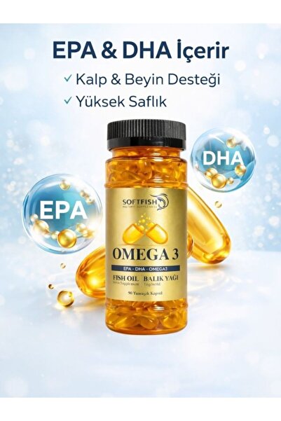 SOFT FİSH Omega 3 Balık Yağı 1000 mg 90 Kapsül | EPA DHA İçeren Yüksek Saflıkta Fish Oil