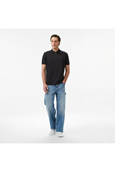Tommy Hilfiger Elevated Essentials Erkek Siyah Polo Yaka T-Shirt