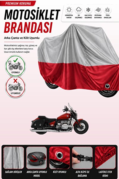 Cemku Double غطاء دراجة نارية BMW R 18 باللون الرمادي من الأعلى والأحمر من ال...