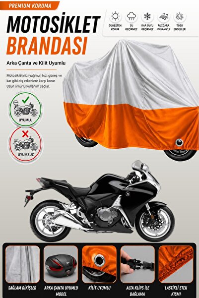 Cemku Double Gray Top - Orange Bottom, Rear Bag Compatible Honda Vfr 1200 F M...