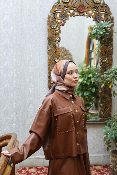 ENRİCO FERRİ Allure Batik Patterned Shawl - Brown-Tan