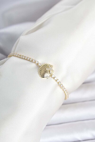 Inure Jewelry سوار نسائي من النحاس ذهبي اللون على شكل صدفة البحر من طراز واتر...