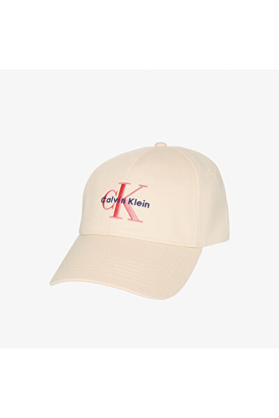 Calvin Klein Monologo Embroidery Baseball Kadın Beyaz Şapka