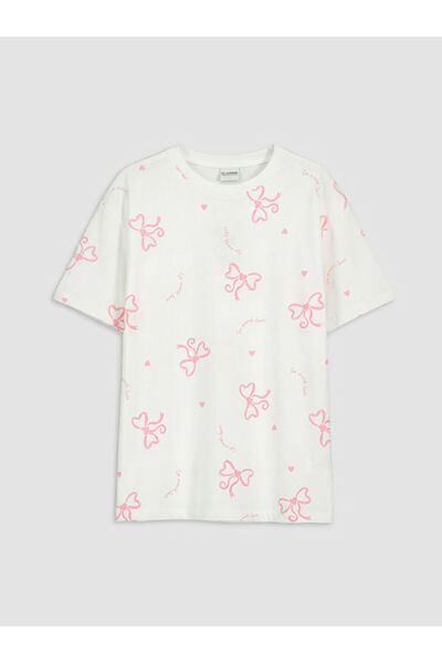 LC Waikiki Bowknot Printed Girls' Shorts Pajama Set