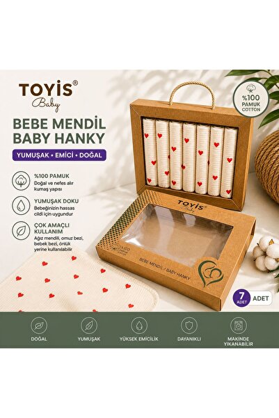 %100 ORGANİK PAMUKLU 7'Lİ AĞIZ MENDİLİ