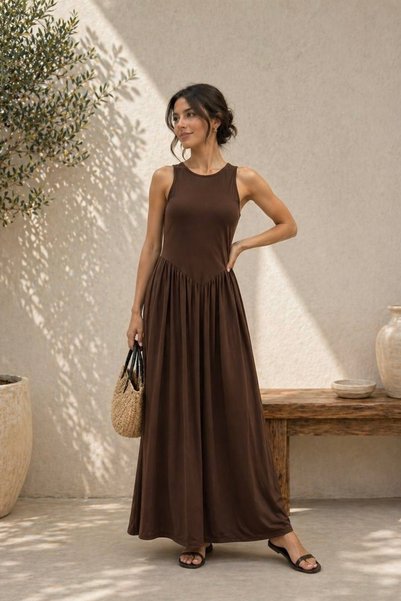Auroveen Crew Neck Maxi Dress Av1611