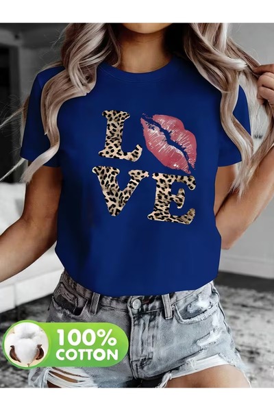 puolikuu Tricou cu imprimeu mixt pentru femei, confortabil, cu croială lejeră