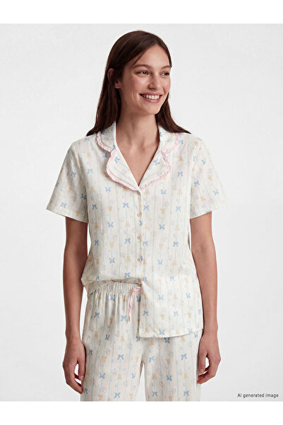 LC Waikiki Shirt Collar Patterned Maternity Pajama Set