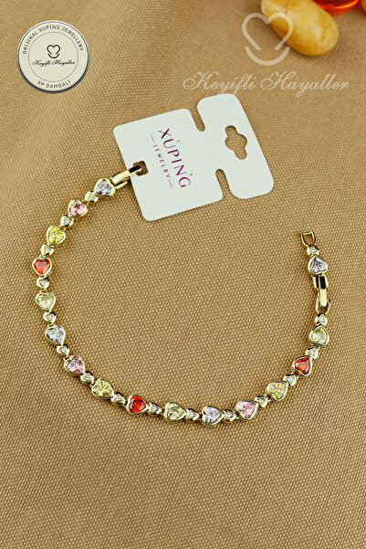 Keyifli Hayaller Xuping Bileklik- Vip Xuping Jewellery Renkli Taşlı Kalp Mode...