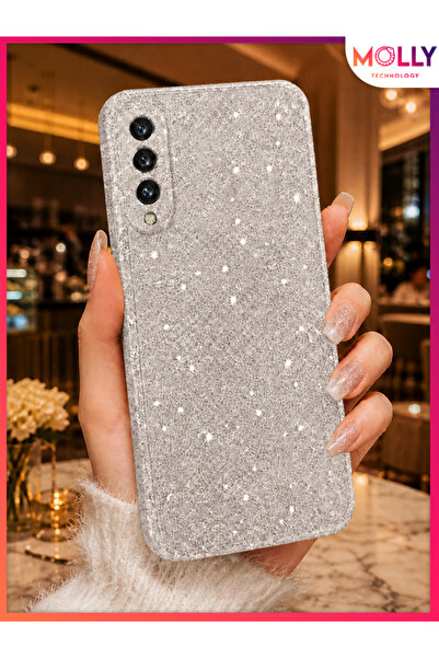 Molly Galaxy A50 İçin Gümüş Berry Parıltılı ve Işıltılı Parlak Simli Silikon ...