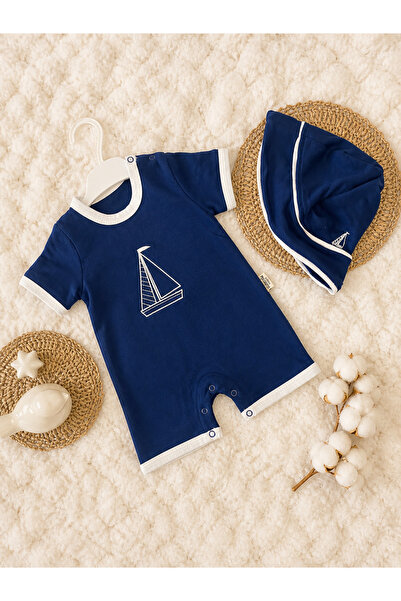 ASLİN STORE Sail Embroidered Summer 2-Piece Baby Boy Set with Snap Fasteners ...