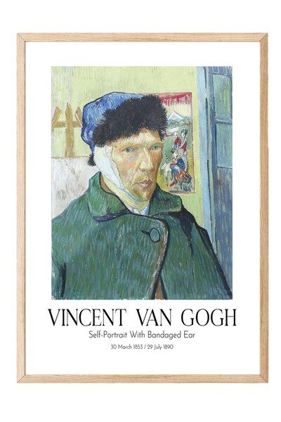 Postifull Vinsent van Gog - Autoportret sa zavijenim uhom, slika u drvenom ok...