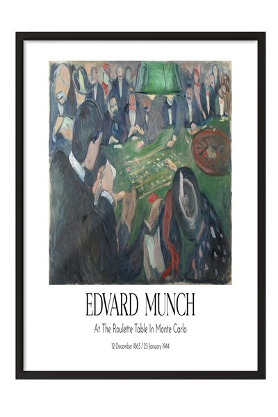 Postifull Edvard Munch - Za stolom za rulet u Monte Karlu, slika u crnom okvi...