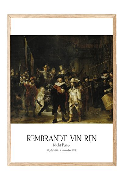 Postifull Rembrandt Vin Rajna - Noćna patrola, slika u drvenom okviru, umetni...