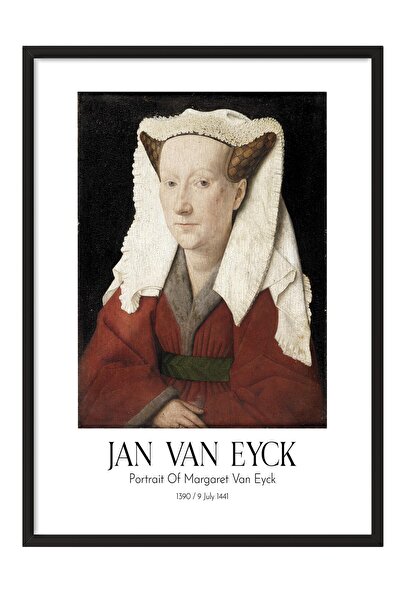 Postifull Jan van Ajk - Portret Margaret van Ajk, slika u crnom okviru, umetn...