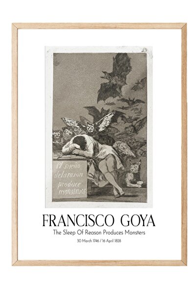 Postifull Francisco Goya - San razuma stvara čudovišta, slika u drvenom okvir...