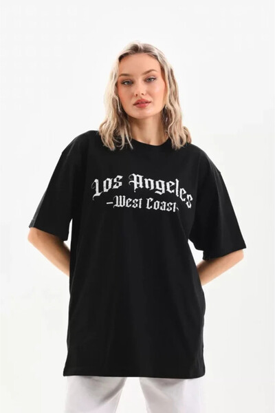 Efnaz style   Unisex Printed Oversize T-Shirt - Black
