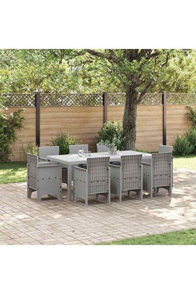 vidaxl Set de masa pentru gradina 9 pcs Gri deschis Polipropilena