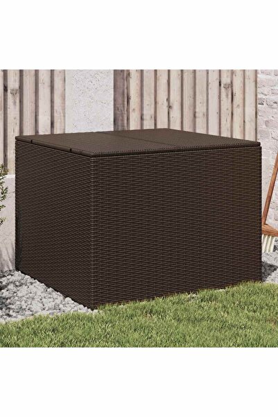 vidaxl Garden storage box, brown, 291 L, polyrattan