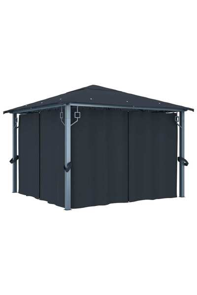 vidaxl FOISOR cu perdele, antracit, 300 x 300 cm, aluminiu