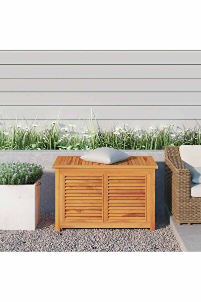 vidaxl Garden storage box with bag, 90x50x58 cm, solid teak wood